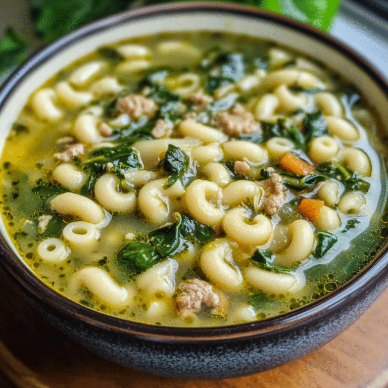 Creamy Macaroni and Spinach Soup