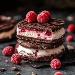 Irresistible Ice Cream Sandwich Cake with Chocolate and Raspberries