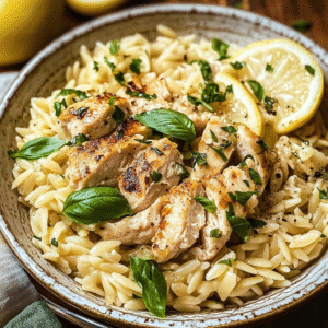 Lemon Basil Orzo with Chicken