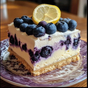 Lemon Blueberry Shortbread Mousse Cake