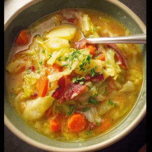 Hearty Irish Bacon, Cabbage and Potato Soup