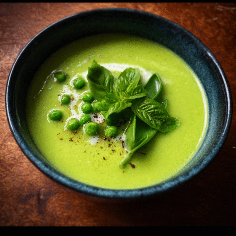 Pea Soup with Basil Garnish: A Vibrant and Flavorful Delight
