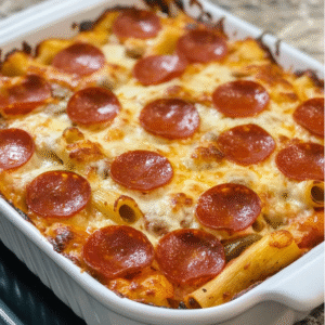 Irresistible Pizza Casserole with Cheese and Pepperoni