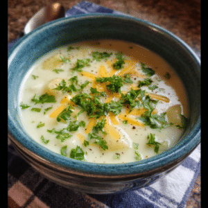 Creamy Potato Soup with Cheese and Parsley